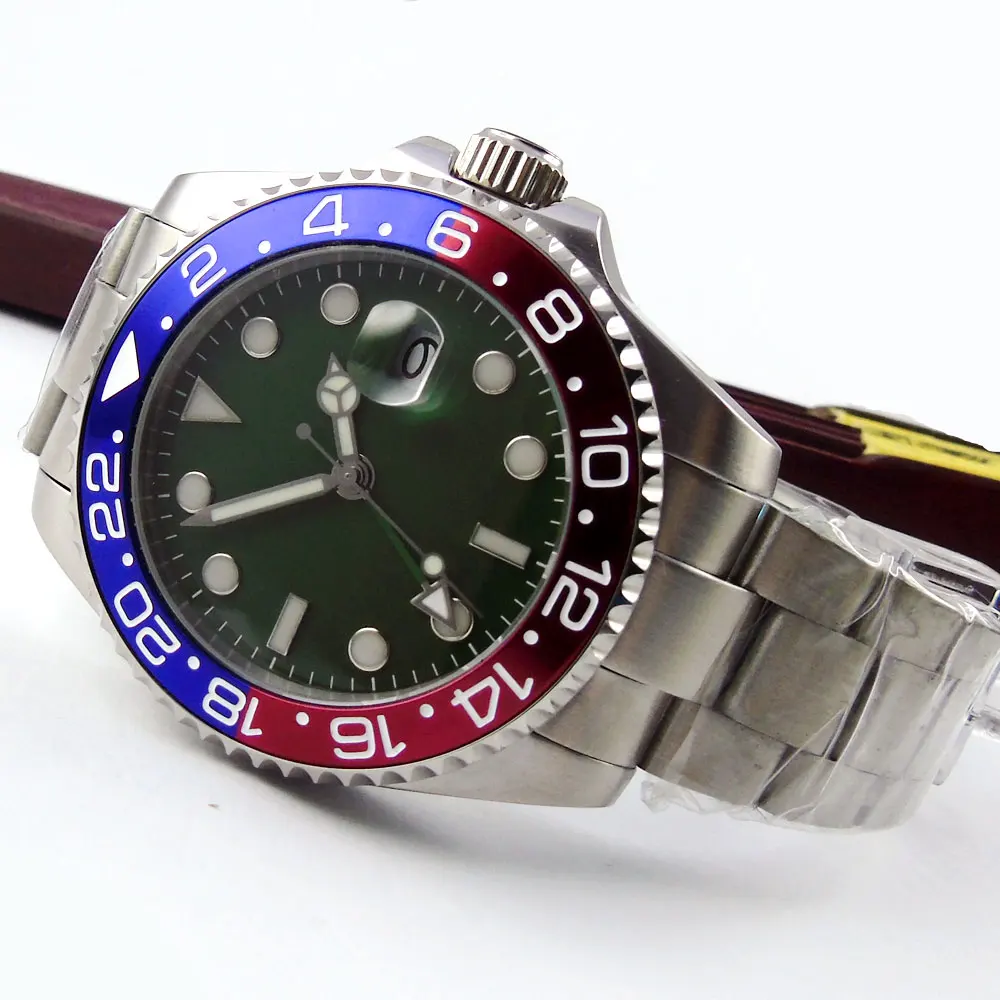 

Зеленые стерильные мужские часы с сапфировым стеклом, 40 мм