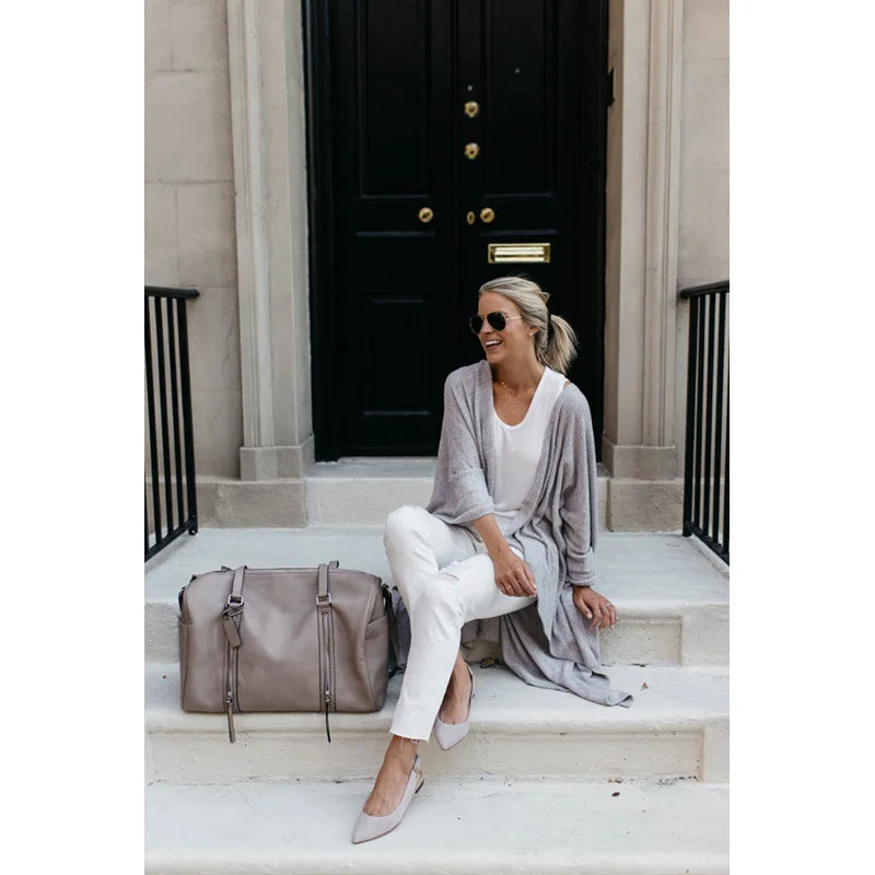 

2020 New Style for Autumn and Winter Fashion Women's Knitted Cardigan Midi Loose Irregular Hem cardigan sweaters for women