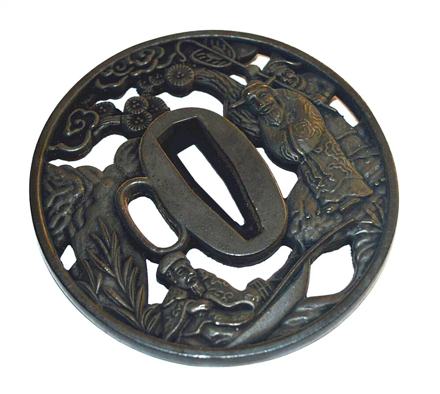 Японский сплава гвардии Tsuba для самурайский меч катана Ножи ручной работы|Мечи| |