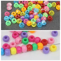 200 mixed opaque color acrylic faceted round pony beads 9x6mm kids craft kandi