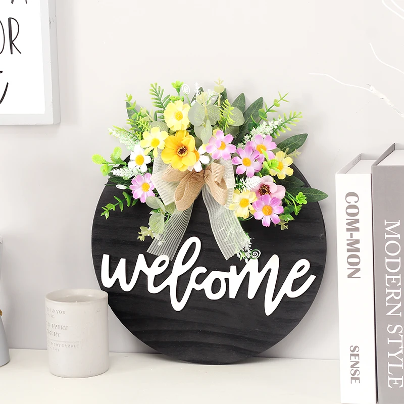 

Black Easter Wooden Letter Decor Listing Wreath Wall Hanging Creativity Artificial Flower Mix Home Plants Living Room Garland