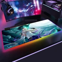 genshin impact xiao large rgb mouse pad gaming accessories pc laptop gamer mousepad anime keyboard mouse pad led mouse pad gift