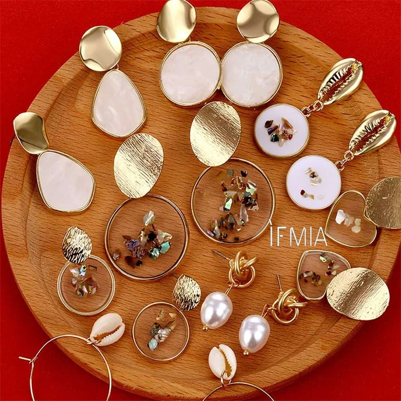 IFMIA Винтажные серьги для женщин 2019 геометрической формы в виде Ракушки Серьги и