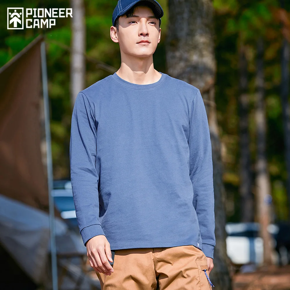 

Pioneer Camp 2021 New Solid T-shirts Men 100% Cotton Long Sleeve Comfortable Summer Men's Clothing XCS123161