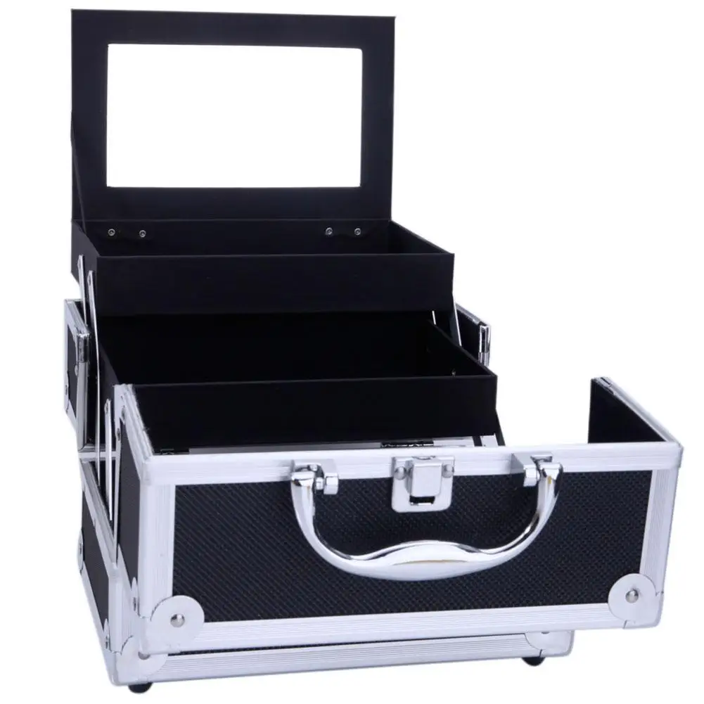 

Aluminum Makeup Case Foldable Jewelry Box Cosmetic Organizer Case