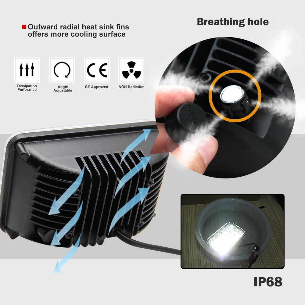 Светодиодный налобный фонарь для грузовика 45 Вт 12 В 24 H4 разъем 6x4 дюйма квадратный