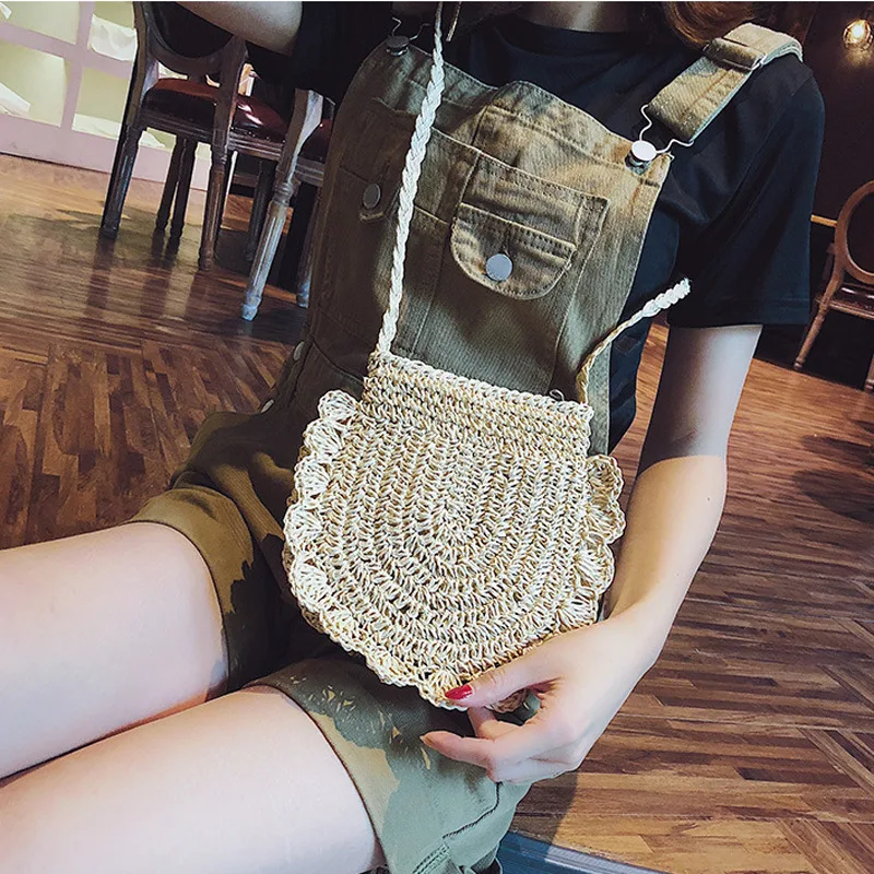 1 шт. повседневные женские сумки на плечо из ротанга круглые соломенные большая