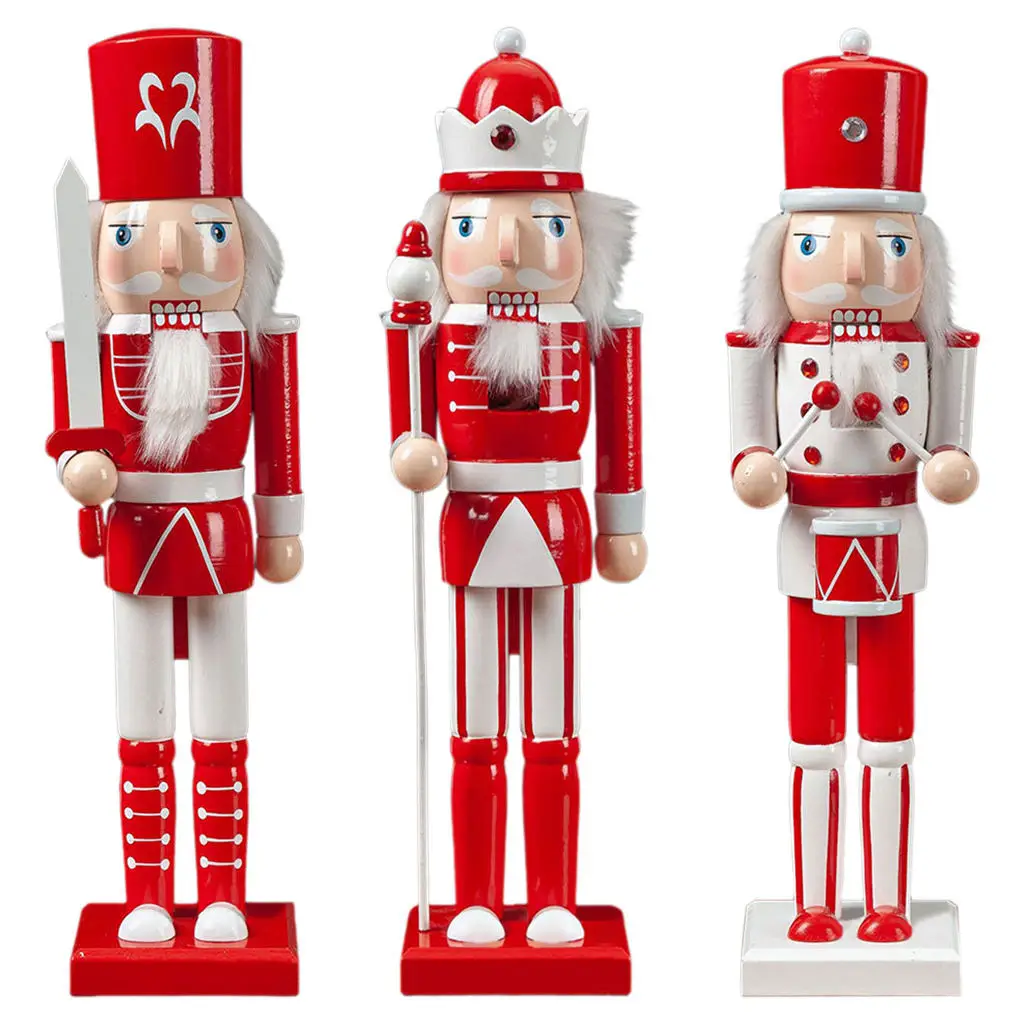 

Wooden Nutcracker Ornament Handmade Figurine Set Eco-Friendly Paint Puppet for Xmas Tree Party Holiday Christmas Birthday