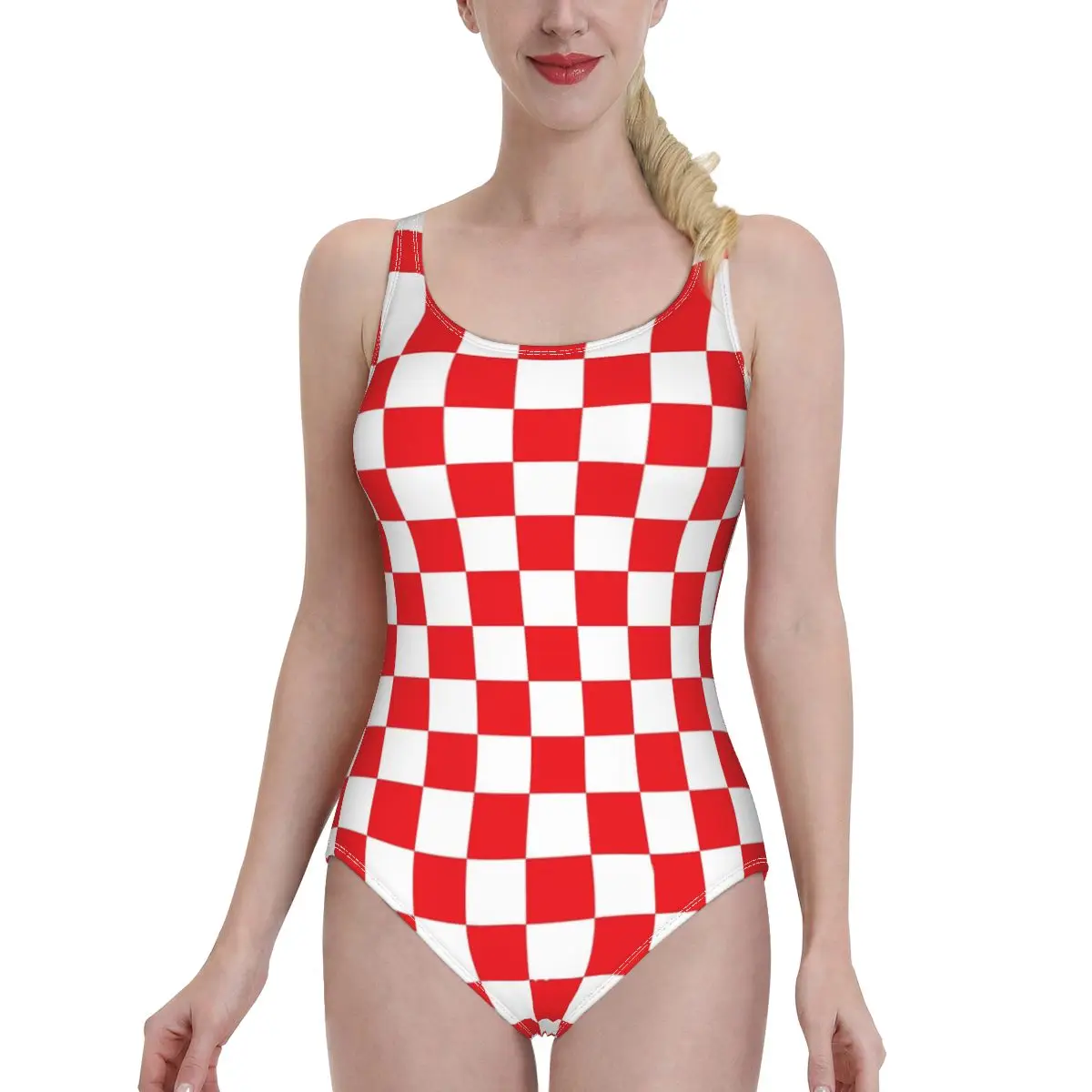 

Экзотический купальник бикини из японского аниме, красный пляжный костюм патриота в клетку, высококачественный купальник