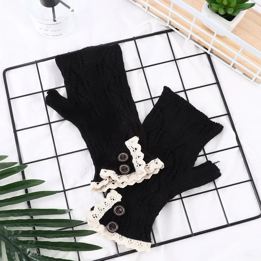 Женские Модные Рождественские перчатки с половинными пальцами Теплый шерстяной