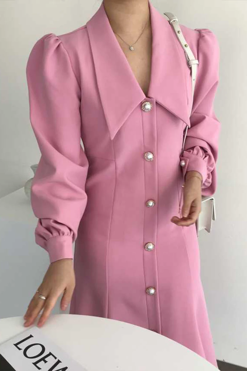 

WHCW CGDSR dress women elegant woman party dresses loose a-line vintage long sleeve korean style autumn winter new 2020 single-b