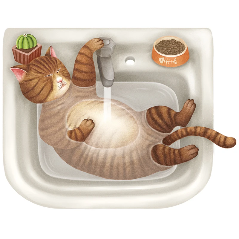 Яркие 3d наклейки на унитаз в виде кошки приемной душ стену с животными домашняя