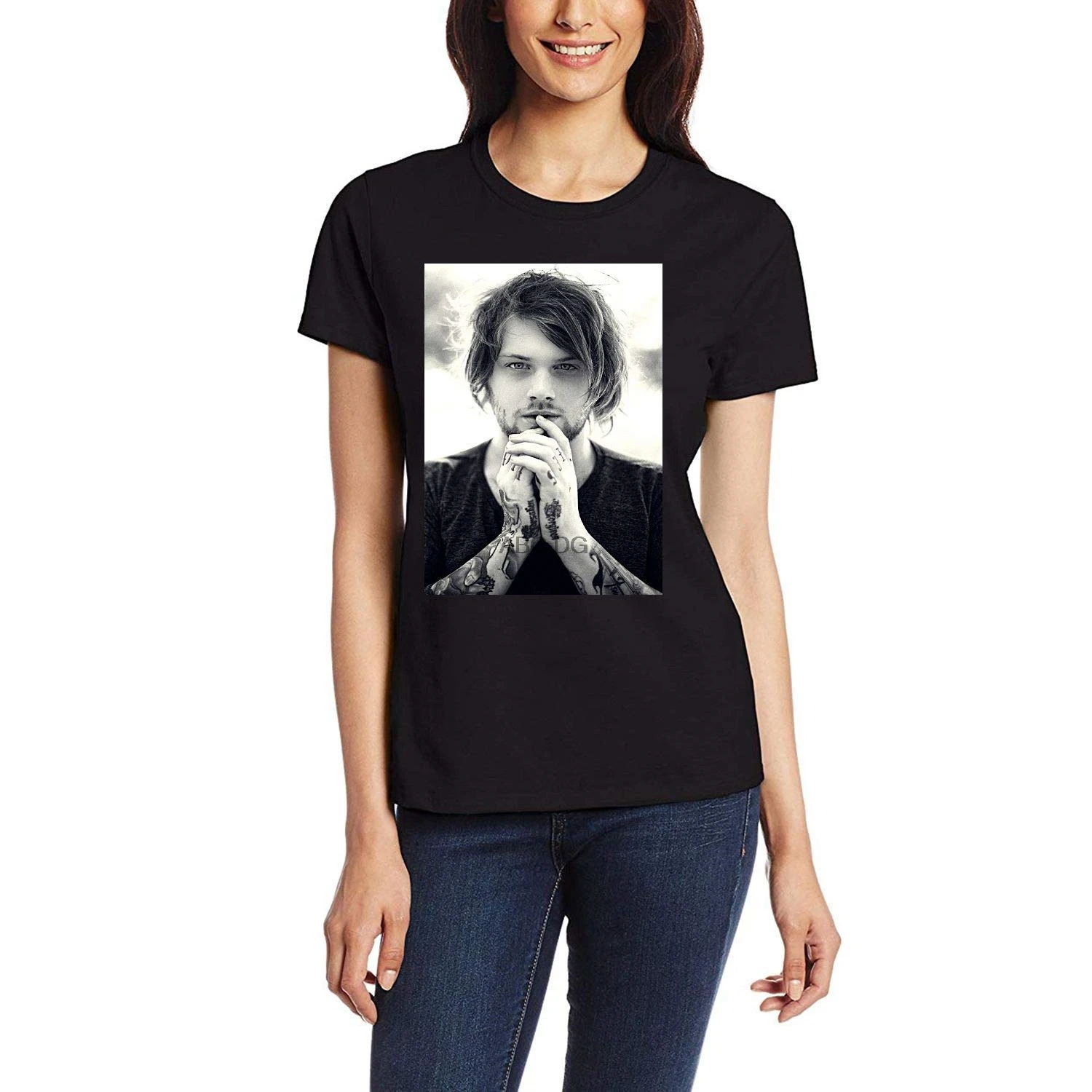 

Womens Danny Worsnop Face Black T Shirt