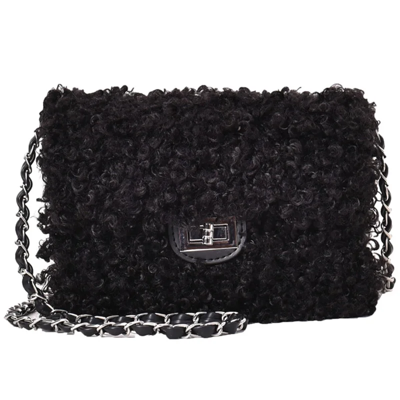 

Bags Plush Crossbody Designer 2021 Small Winter Soft Faux Fur Shoulder Handbags and Purses Women's Branded Chain Hand Bag