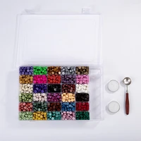 24 grids diy macaron octagon wax seal box set sealing beads for envelope wedding packaging gifts business stamping 1set
