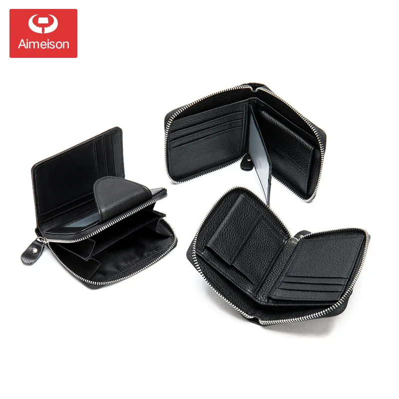 Модный короткий кошелек для мужчин мужской однотонный из натуральной кожи