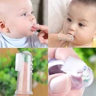 Детская Силиконовая зубная щетка на палец, детская Прозрачная мягкая силиконовая зубная щетка для младенцев, уход за новорожденными