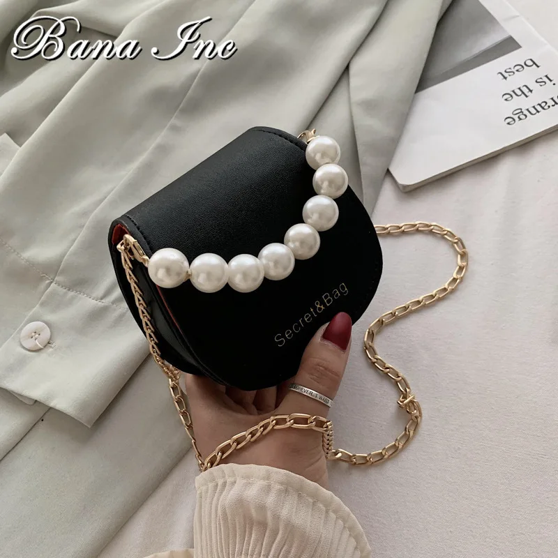 

Women's Mini Handbag Small Square Bag Shoulder Messenger Portable Chain Bag Girl Leather Jelly Bag Pearl Crossbody Rhombus 2021