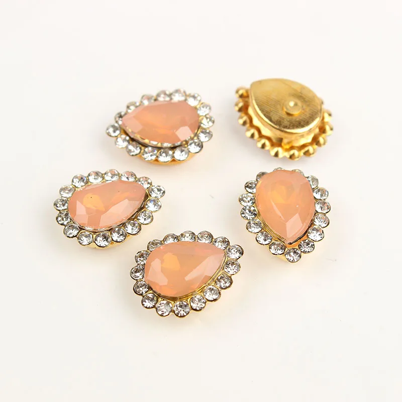Orange Opal Gold Коготь чашки Стразы смешанные цвета сияющие кристаллы стеклянные камни отделка Золотая основа не горячей фиксации пришить стразы для одежды - Цвет: Orange Opal Gold