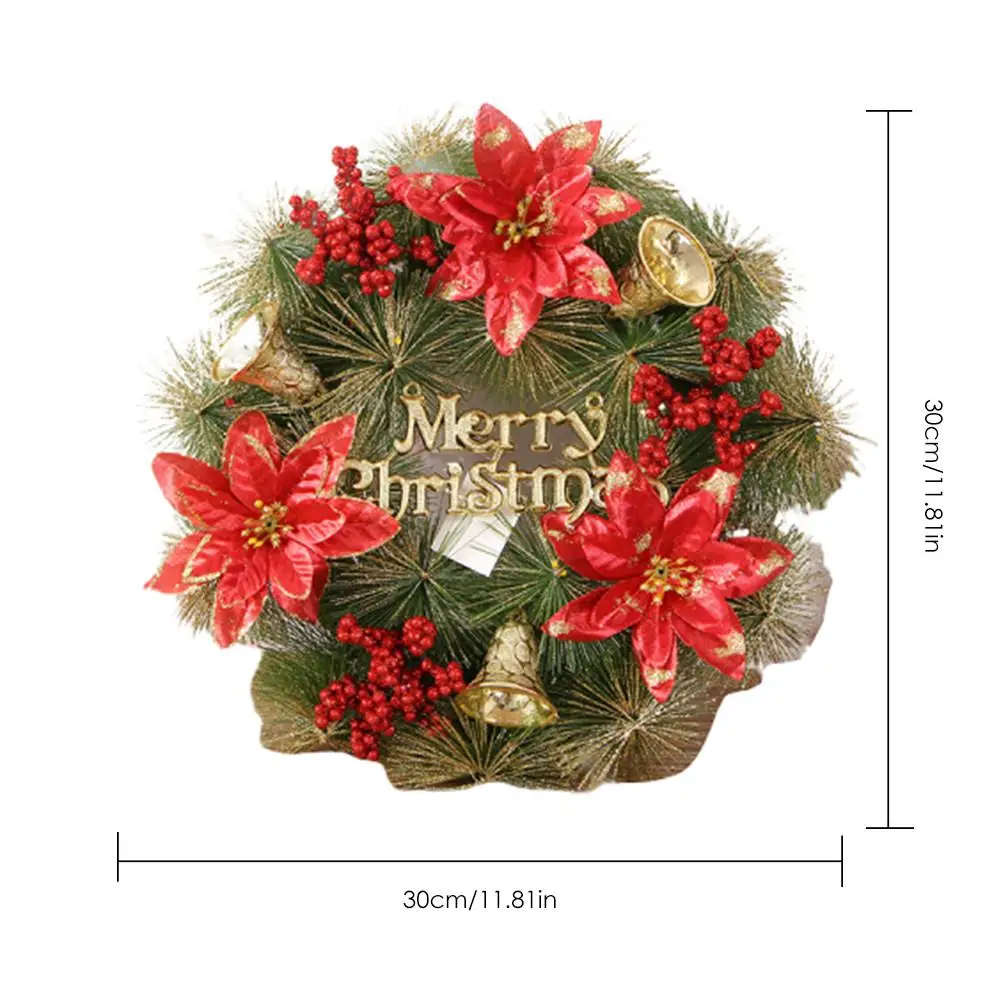 Рождественский венок с светодиодный свет гирлянды искусственные завод ротанга