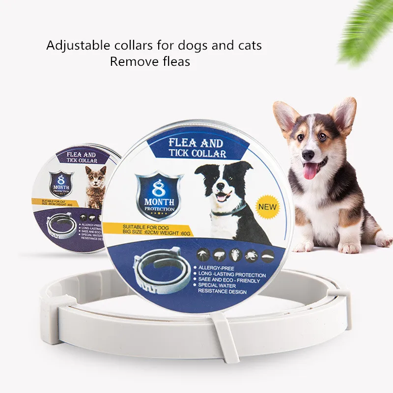 

8 Month Flea Tick Collar for Dogs Cats Collar Pet Adjustable Dog Collar for Small Remove Fleas Pet Cats Dogs Accessories