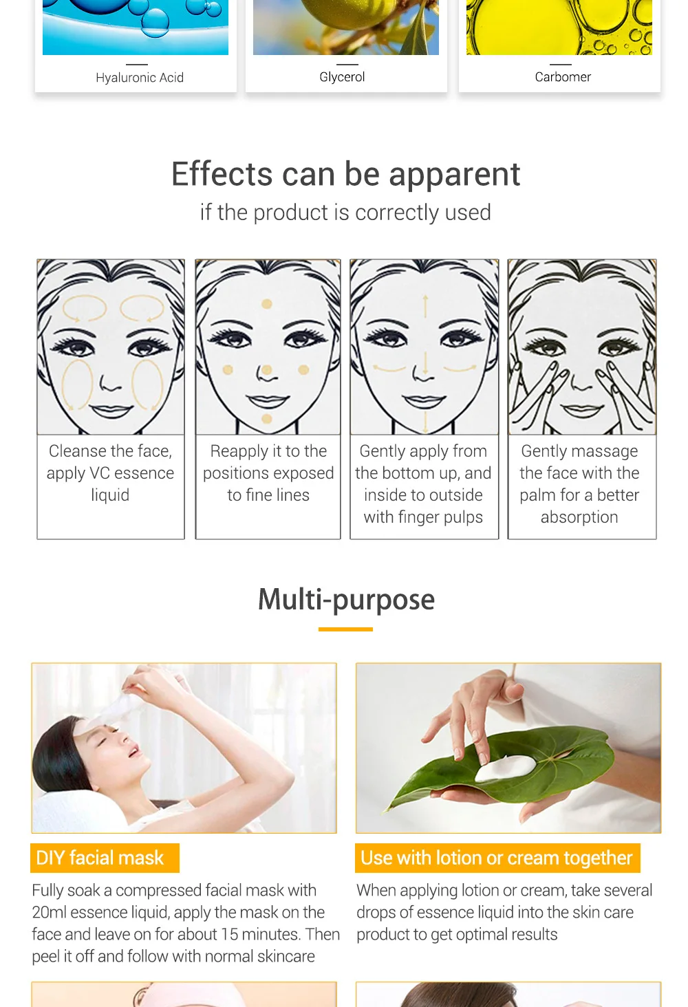 

Hyaluronic Acid Serum Blackhead Removing Moisturizing Acne Treatment Skin Care Repair Whitening Anti-Aging Winkles 15ml