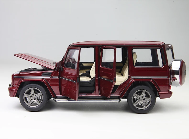 Серебристо-красный длинный осевой модель автомобиля для Benz 1:18 бренд G серии G500