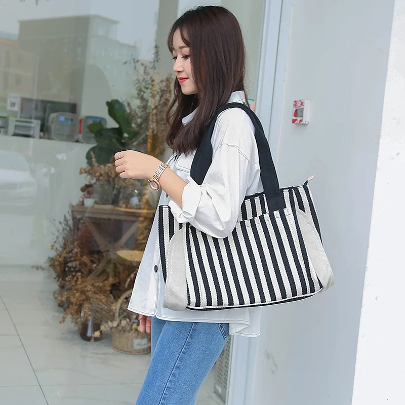 Роскошные Брендовые женские сумки через плечо Экологичная полосатая плотная