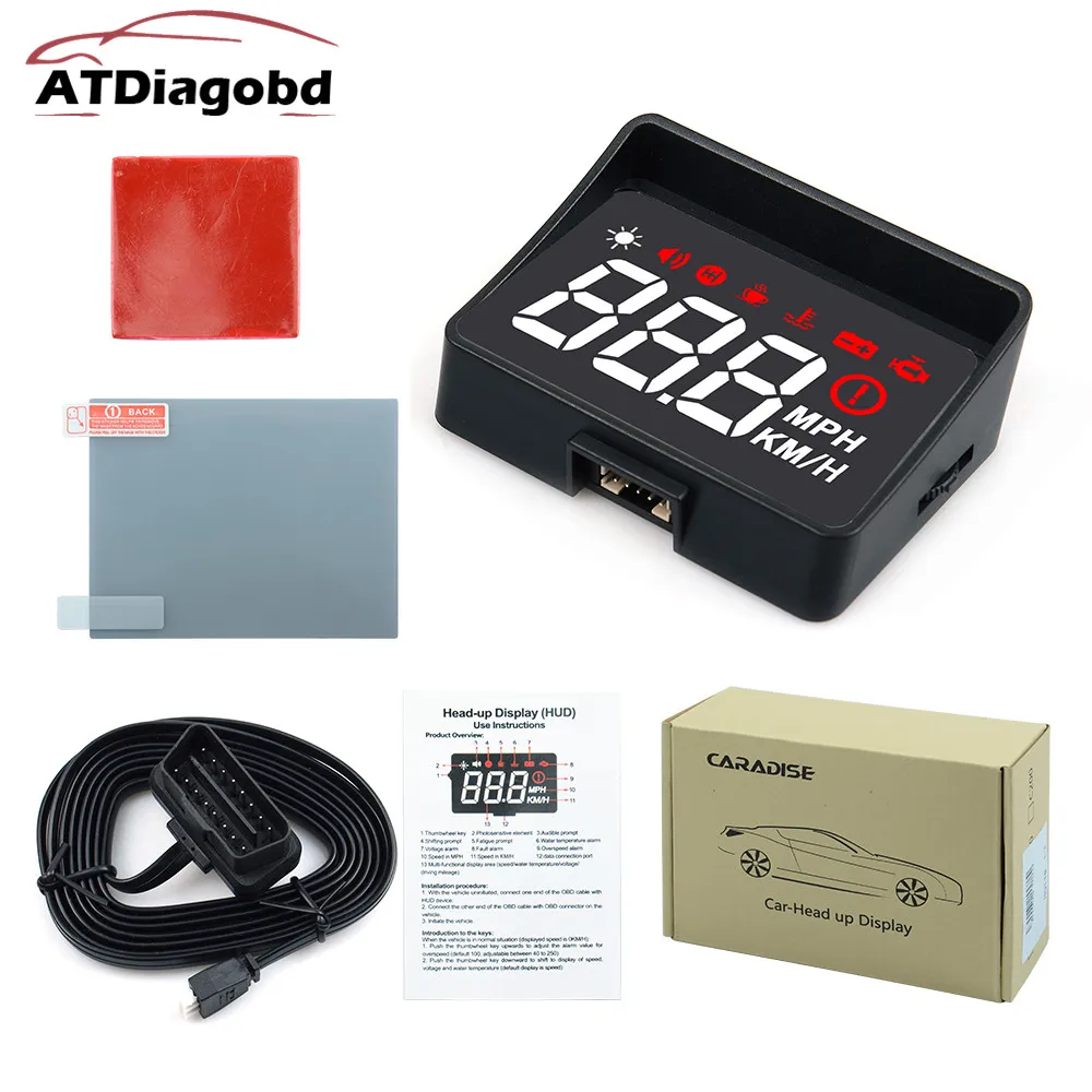 Автомобильный дисплей на лобовом стекле A100S OBD2 EUOBD предупреждение о превышении