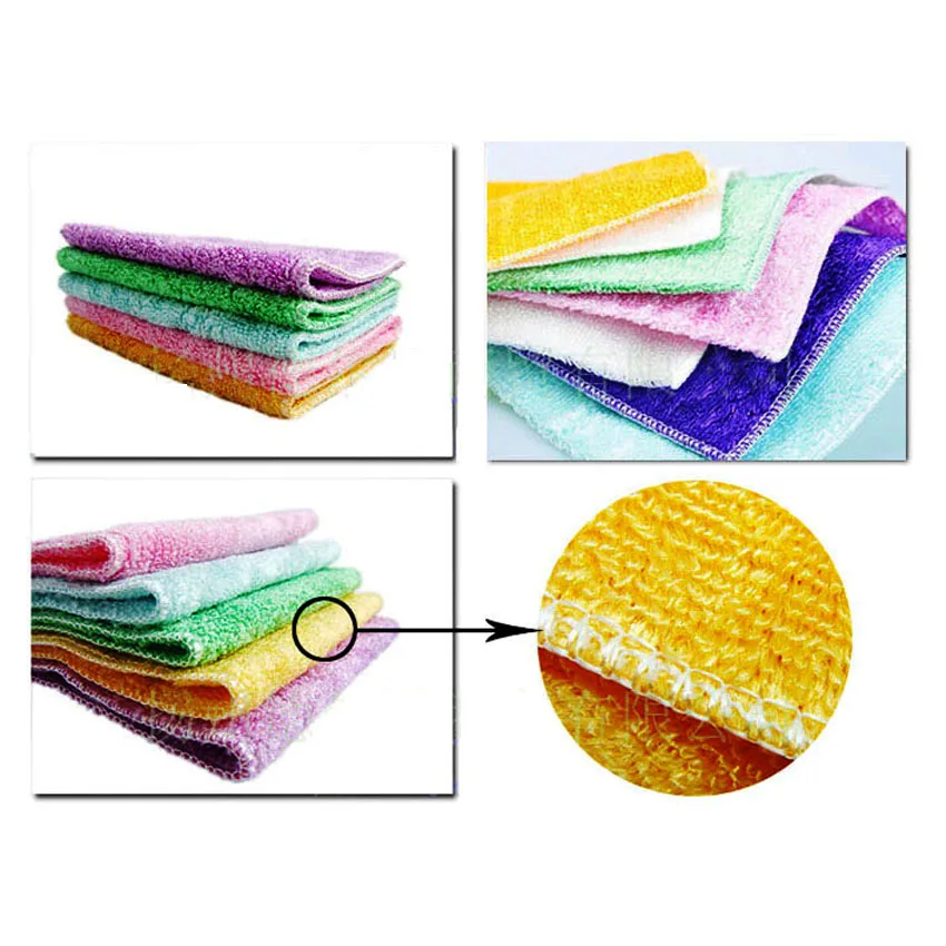 Полотенце из бамбукового волокна для мытья посуды двухслойная антижирная