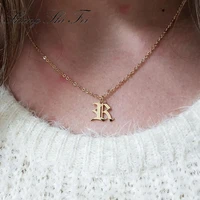 old english initial necklace old english letter necklace old english font necklace old english jewelry fsn0044