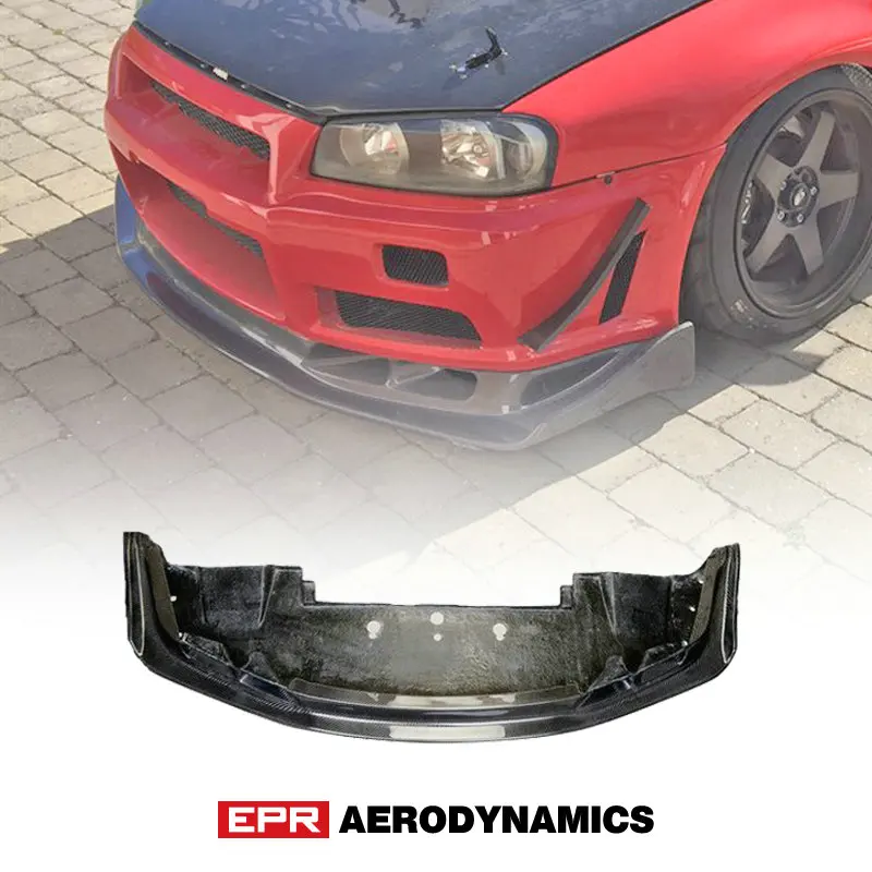 Для Nissan Skyline R34 GTR автоотборный стиль углеродное волокно передняя губа с поднос
