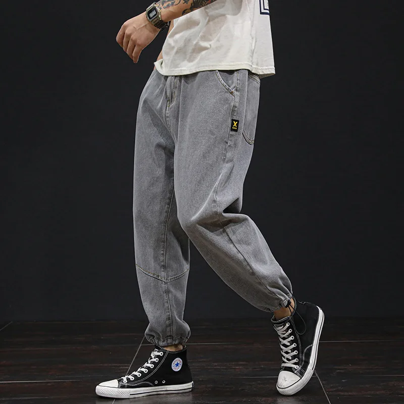 Большие размеры свободные джинсы мужские штаны для увеличения роста весенние