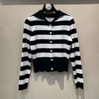 newest fashion cardigan jackets 2021 autumn ladies black white striped patterns knitting long sleeve casual sweater cadigans
