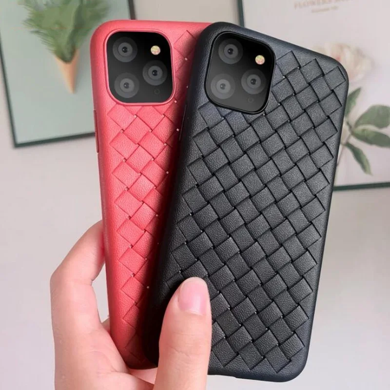 Чехлы для iphone 11 pro max iphone11pro XS Max XR кожаный мягкий силиконовый чехол с переплетением