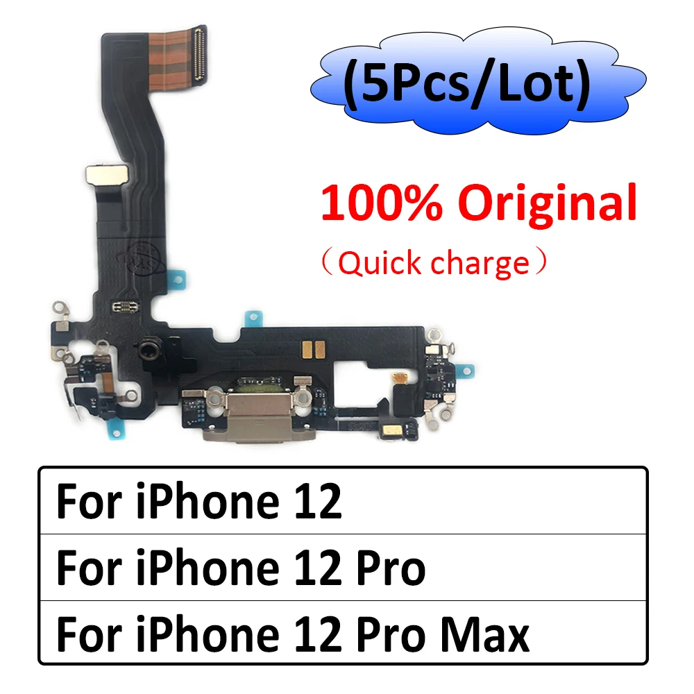 5Pcs/Lot, For iPhone 12 Pro Max 12 mini USB Charging Port Mic Microphone Dock Connector Board Flex Cable Repair Parts