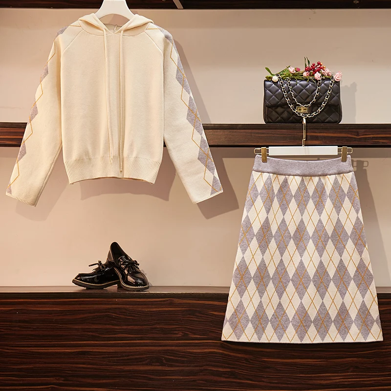 Женская одежда большого размера Осень и зима 2019 новый стиль тонкий костюм