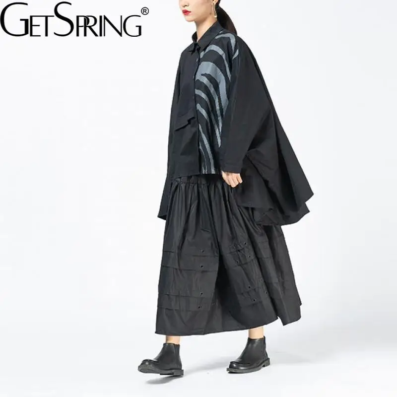 

Getspring Women Shirt Batwing Sleeve Asymmetry Loose Blouse Shirt Irregular Long Sleeve Plus Size Long Female Blouses Top 2021