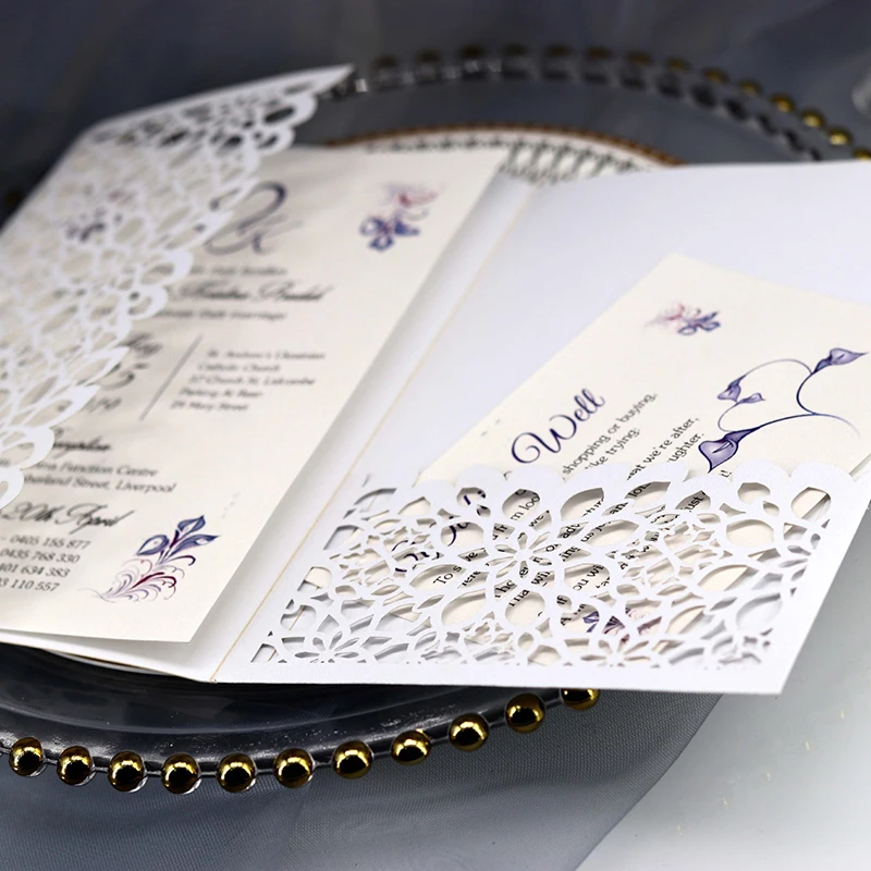 1 шт. элегантная Цветочная лазерная резка свадебные приглашения открытка