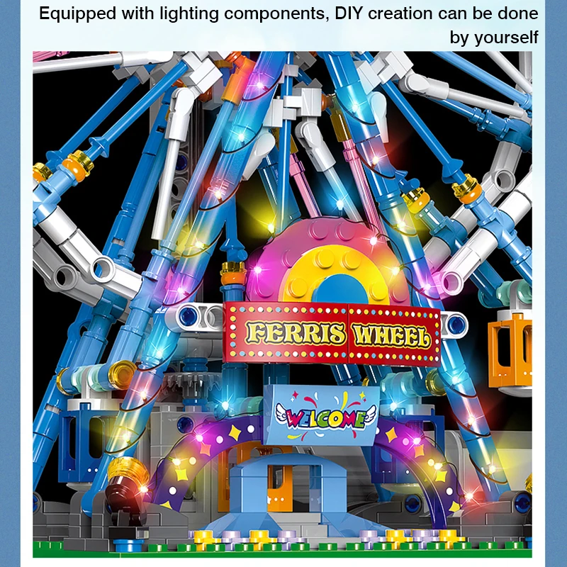 NEW Technical Ideas Electric Ferris Wheel Building Blocks Diy Friends Amusement Park Model Bricks Assembly Toy For Children Gift | Игрушки и