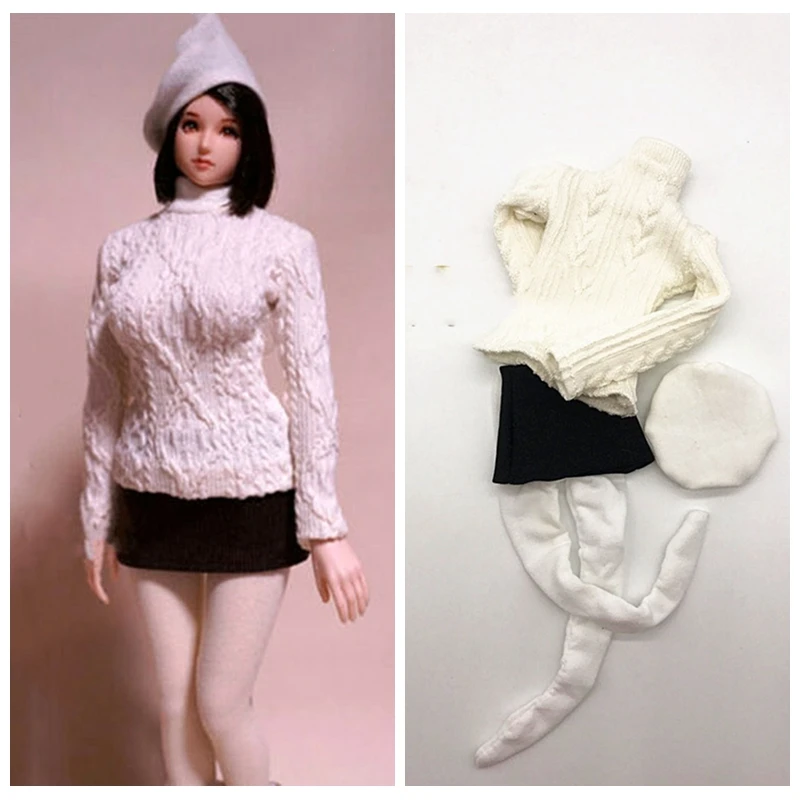

1/6 Scale Female Clothes Sweater Skirt Stockings Hat For 12" Action Figure Body Accessories