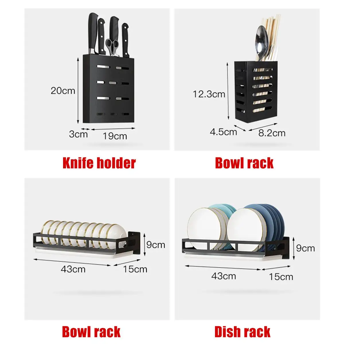 

Kitchen Organizer Storage Wall-Mount Spice Racks Stainless Steel Shelves For knives Dish Kitchen Gadgets Accessories Supplies