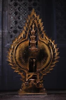 16 tibet buddhism temple old bronze lacquer standing guanyin bodhisattva avalokitesvara thousand hands guanyin enshrine