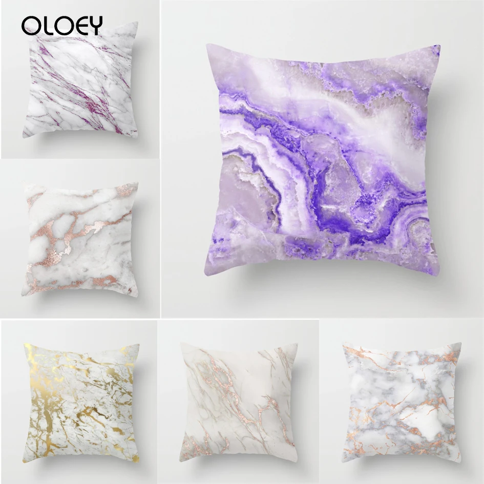 Персик Ткань Мрамор узор наволочка для дома отеля автомобиля диванная