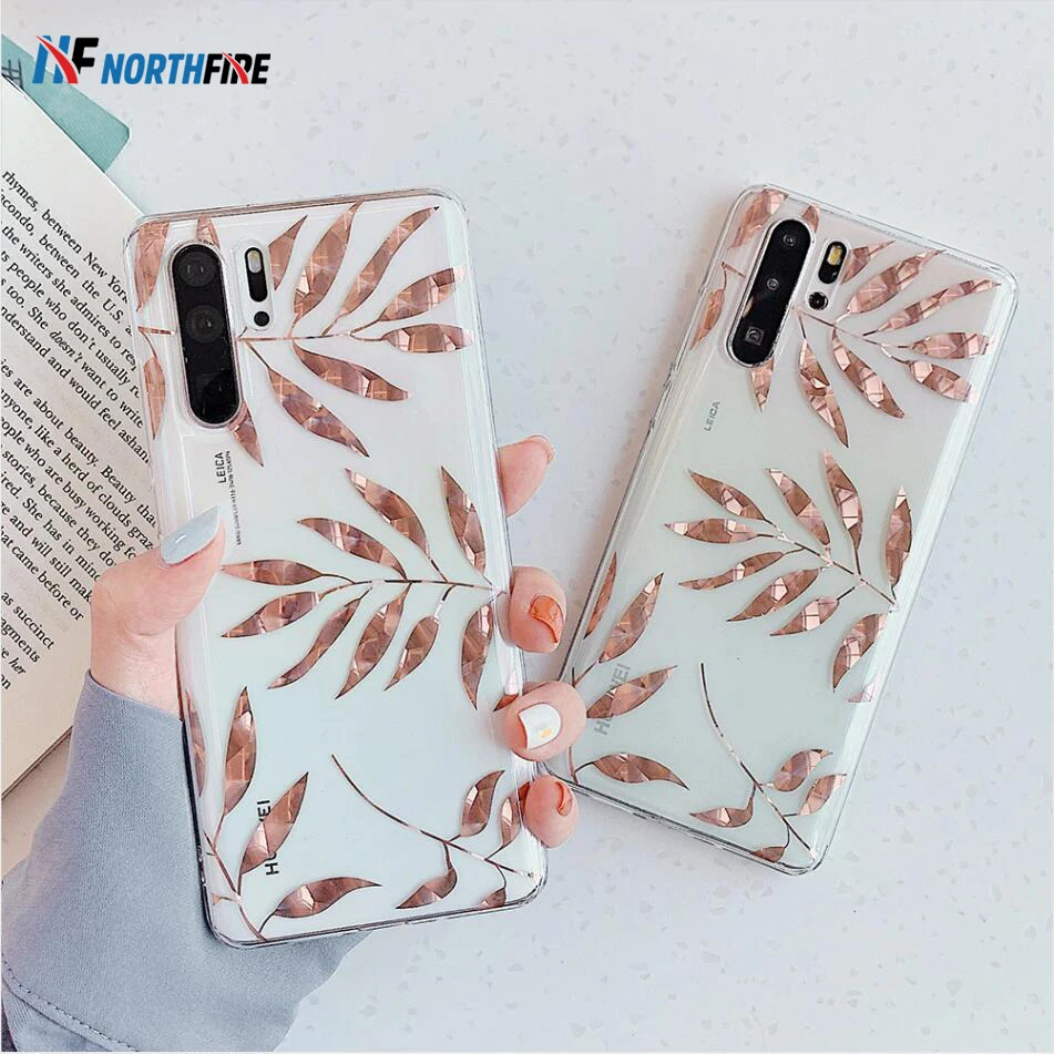 3D мягкий акриловый чехол из ТПУ для Huawei P20 Lite P30 с золотыми листьями дерева Pro Mate 20