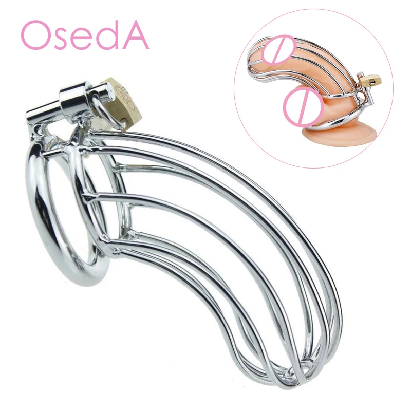 

Male Chastity Device locks belt Metal Cock Cage steel With 40/45/50mm Penis Rings Cock Ring Brass Lock Locking Sex Toys For Men