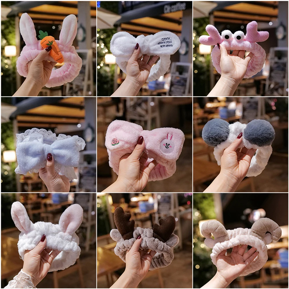 Повязка на голову для мытья 2021 девушек эластичная повязка лица с бантом макияжа