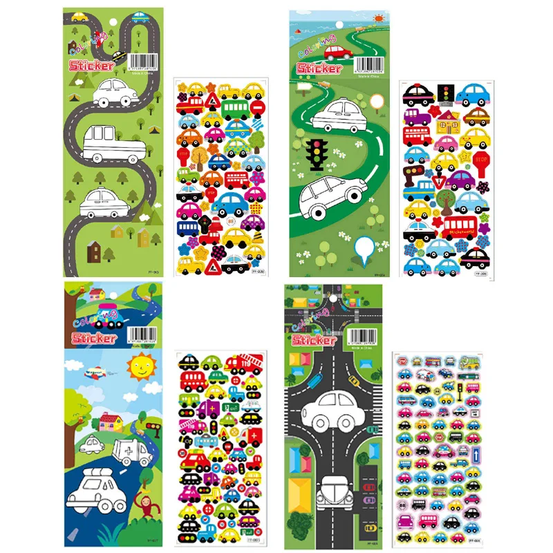 4 листа/уп наклейки для ногтей комплект с изображением мультяшного автомобиля