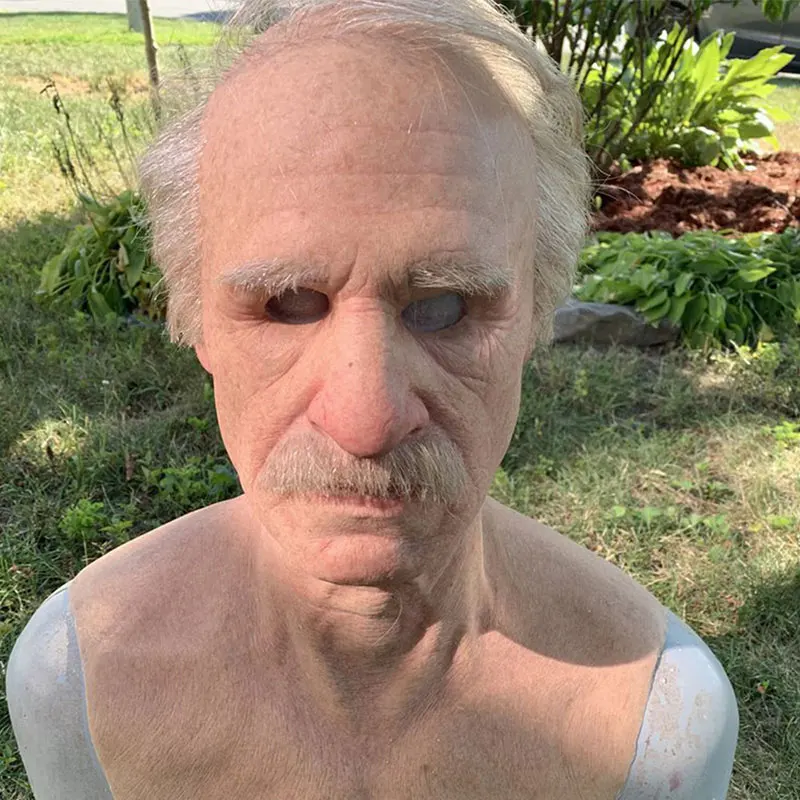 

Realistic Human Wrinkle Mask Halloween Old Man Mask Party Cosplay Mask Scary Old Man Full Head Latex Mask for Halloween Festival