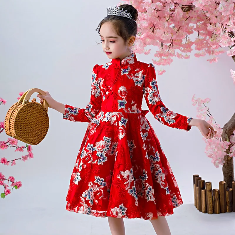 

Flower Girl Princess Wedding Bridesmaid Lace Embroidery Party Dress Baby Girl Graduation Ball Performance Party Dress